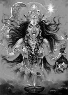 Maa Kali Black and White Photos